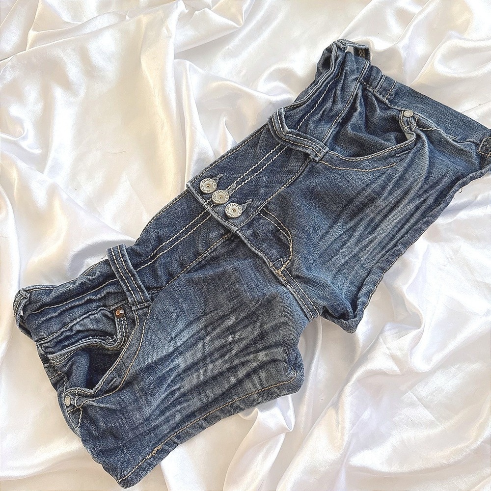 Almost Famous Womens Y2K Low Rise Denim Booty Shorts Dark Wash Size 13